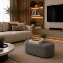 Ver imagem 1 de Puff Star Decorativo Bouclé Curvo para Sala e Recepção Luxo:Cinza Escuro/Bouclé