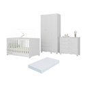 Ver imagem 1 de Quarto de Bebê Completo Berço Americano 3 em 1 Colchão Dengo Multimóveis Mp4608 Branco