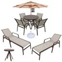 Ver imagem 1 de Kit de Piscina Cadeiras, Mesas, Ombrelone, Espreguiçadeiras Marrom