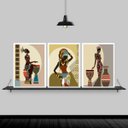 Ver imagem 2 de Kit 3 Quadros Arte Africana Mulheres 33x24cm:Madeira preta