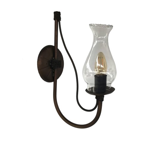 Lustre Para Parede Artesanal Arandela com Cúpula de Vidro Libertas Rosas Artesanato Preto