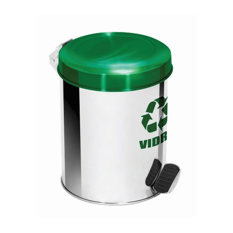 Lixeira Pedal Seletiva Aço Inox Verde 15 Litros Ecobin