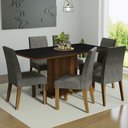 Ver imagem 1 de Conjunto Sala de Jantar Mesa Tampo de Madeira 6 Cadeiras Rustic/preto/silver Renata Madesa