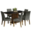 Ver imagem 2 de Conjunto Sala de Jantar Mesa Tampo de Madeira 6 Cadeiras Rustic/preto/silver Renata Madesa