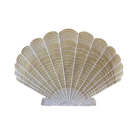 Jogo Americano Auguri Casa Concha Natural com Bordado Branco 35cm X 50cm