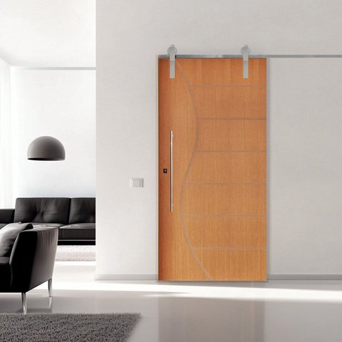 Porta Correr 12 Trilho Soft Aparente Puxador Tubo 60cm 120cm x 210cm Direito Belíssima Rodam Branco