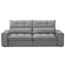 Ver imagem 3 de Sofá Retrátil Reclinável para Sala 3 Lugares 230cm Asaph F04 Veludo Cinza Claro - Lyam Decor