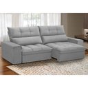 Ver imagem 2 de Sofá Retrátil Reclinável para Sala 3 Lugares 230cm Asaph F04 Veludo Cinza Claro - Lyam Decor