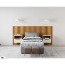 Ver imagem 4 de Cabeceira Ripado Para Cama de Solteiro Maracá Nature Com 2 Mesa de Cabeceira Jatobá OffWhite - Rede