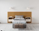 Ver imagem 4 de Cabeceira Ripado Para Cama de Solteiro Maracá Nature Com 2 Mesa de Cabeceira Jatobá OffWhite - Rede