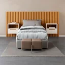 Ver imagem 1 de Cabeceira Ripado Para Cama de Solteiro Maracá Nature Com 2 Mesa de Cabeceira Jatobá OffWhite - Rede