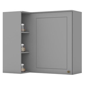 Armário Aéreo Canto Reto 1 Porta Americana Cinza - Móveis Henn