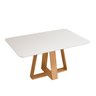 Mesa de Jantar Retangular Tampo Chafrando Curvo  Kiara DJ Móveis Carvalho Nobre/Off White - 1