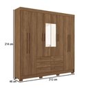 Ver imagem 7 de Guarda-roupa Casal Santana 8 Portas 6 Gavetas com Espelho Jatoba - Pnr Móveis