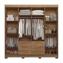 Ver imagem 2 de Guarda-roupa Casal Santana 8 Portas 6 Gavetas com Espelho Jatoba - Pnr Móveis