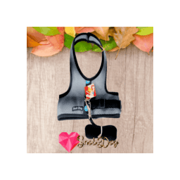 Peitoral Arreio Pet +Guia SnobDog Roupinhas - GG - Cinza - 13