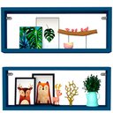 Ver imagem 1 de Kit 2 Nicho Retangular Azul 60x15x10p Mdf Decorativo