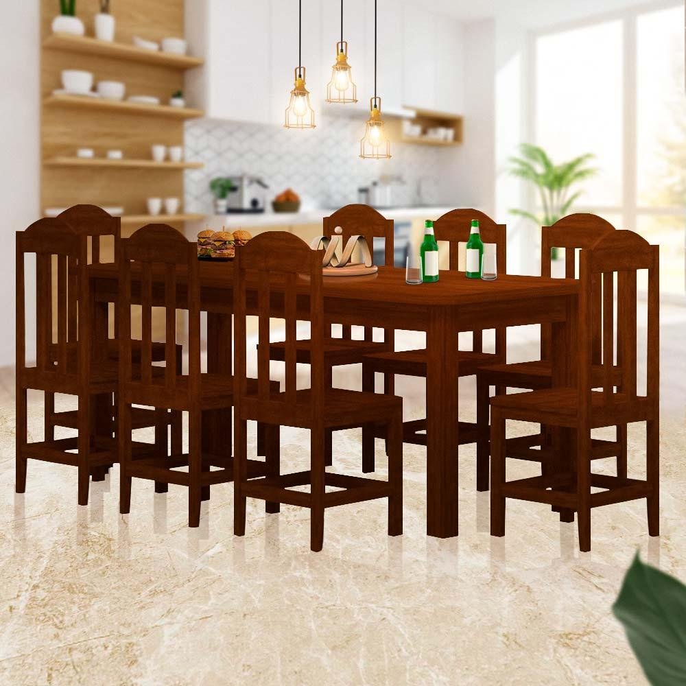 Mesa De Jantar Madeira Maciça 8 Lugares Safira Castanho Shop JM ...