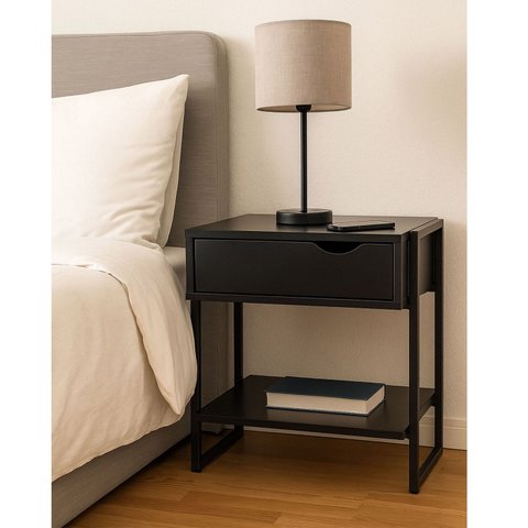 Mesa Cabeceira Black Apoio Cama Gaveta Mdf Mordomo
