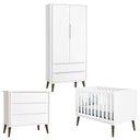 Ver imagem 1 de Quarto de Bebê Theo 2 Portas Branco Acetinado com Pés Amadeirado - Reller