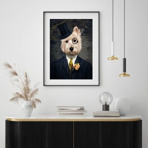 Quadro West Terrier Lord - 60x48cm:madeira Branca