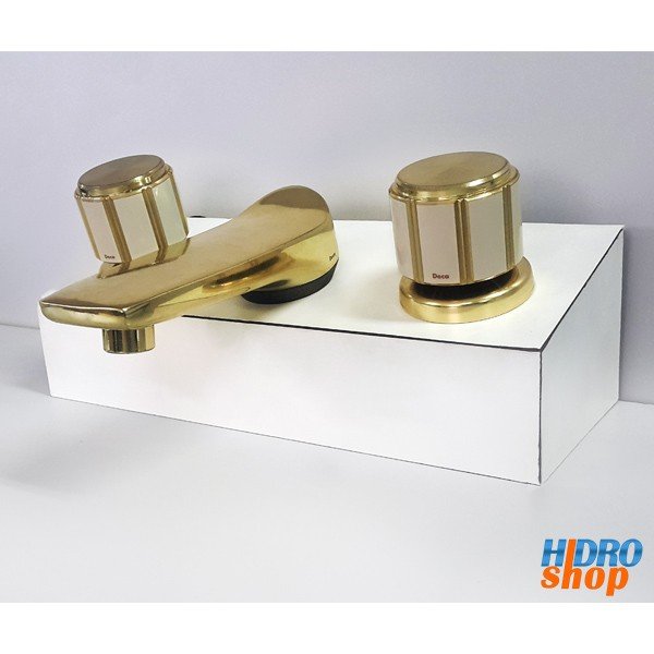 Misturador Lavatório Deca Maxim Bege Com Dourado - 1875E75DOBE - 1