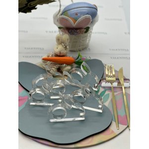 Kit Porta Guardanapos de Acrílico de Coelho - 6 Peças