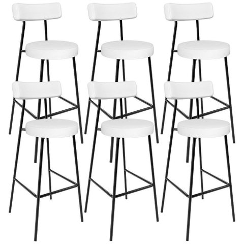 Kit 06 Banquetas Altas Bar Cozinha Sala de Jantar Estrutura em Aço Milão L02 Facto Branco - Lyam
