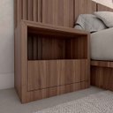 Ver imagem 2 de Cabeceira King 3,50m e 2 Mesas Gaveta e Nicho Mdf sob Medida Cor:nogueira Cadiz