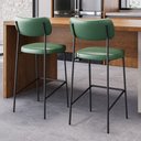 Ver imagem 2 de Kit 04 Banquetas Altas para Cozinha Lila Estofada com Encosto Couríssimo Verde - Abmaza