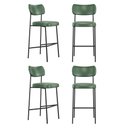 Ver imagem 1 de Kit 04 Banquetas Altas para Cozinha Lila Estofada com Encosto Couríssimo Verde - Abmaza