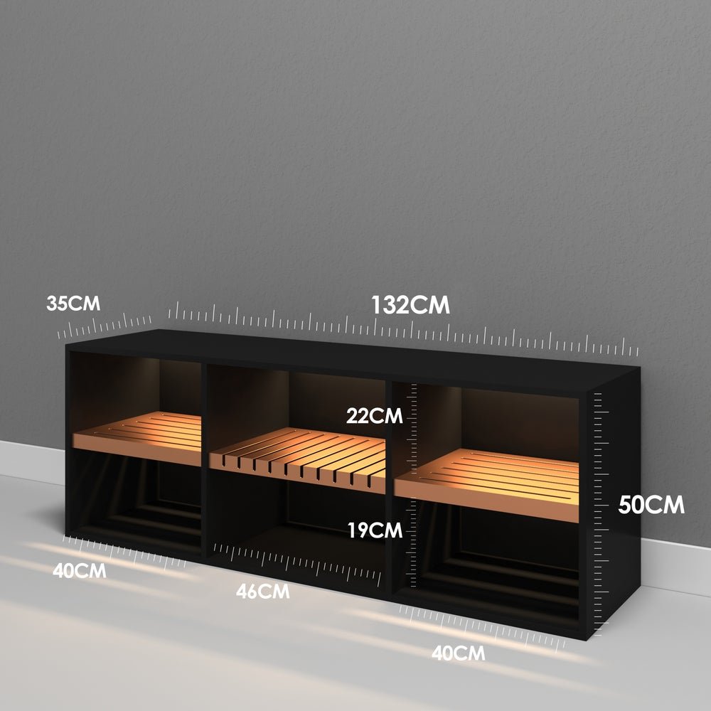 Rack para Tv Moderno Sala Quarto Preto com Cobre com Led - 4