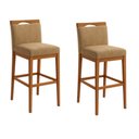 Ver imagem 2 de Kit 2 Banquetas Alta Cozinha Gourmet Estofada Suede:Suede Capuccino