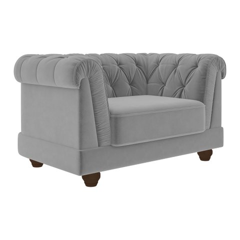 Poltrona Decorativa 130cm Apso Veludo Cinza Claro - Sallar Home