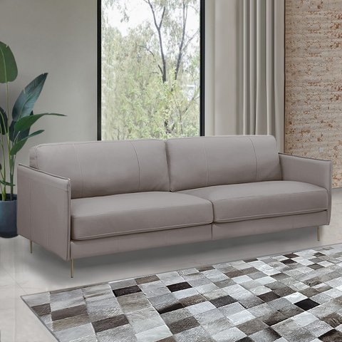 Sofá Decorativo Anthony 4 Lugares Sala de Estar 270cm Pés em Aço Couro Avelã G88 - Gran Belo