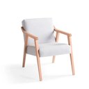 Ver imagem 4 de Kit 2 Poltronas Decorativas Madeira Maciça Jequitibá Tecido Algodão Flávia