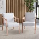 Ver imagem 1 de Kit 2 Poltronas Decorativas Madeira Maciça Jequitibá Tecido Algodão Flávia