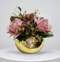 Ver imagem 1 de Arranjo de Flor Artificial Rosas no Vaso Espelhado
