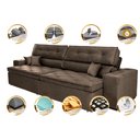 Ver imagem 3 de Sofá Retrátil e Reclinável 3.12M com Molas Cama Inbox Estilo Suede Velusoft Café