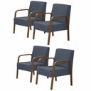Ver imagem 1 de Kit 4 Poltronas Decorativas 1 Lugar Luna Braço Madeira D Salla Suede Azul Bic