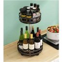 Ver imagem 3 de Fruteira Cesto Organizador 2 Andares Giratorio Prateleira Porta Condimento Vinho Azeite Mesa Bancada