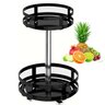 Fruteira Cesto Organizador 2 Andares Giratorio Prateleira Porta Condimento Vinho Azeite Mesa Bancada - 1