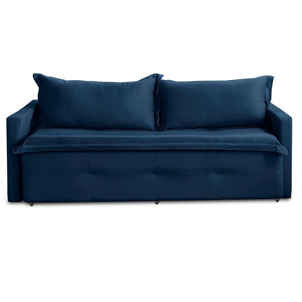 Sofá sem Caixa Retrátil e Reclinável 2,00m com Molas Bianca Suede Azul Madelina Decor - 5