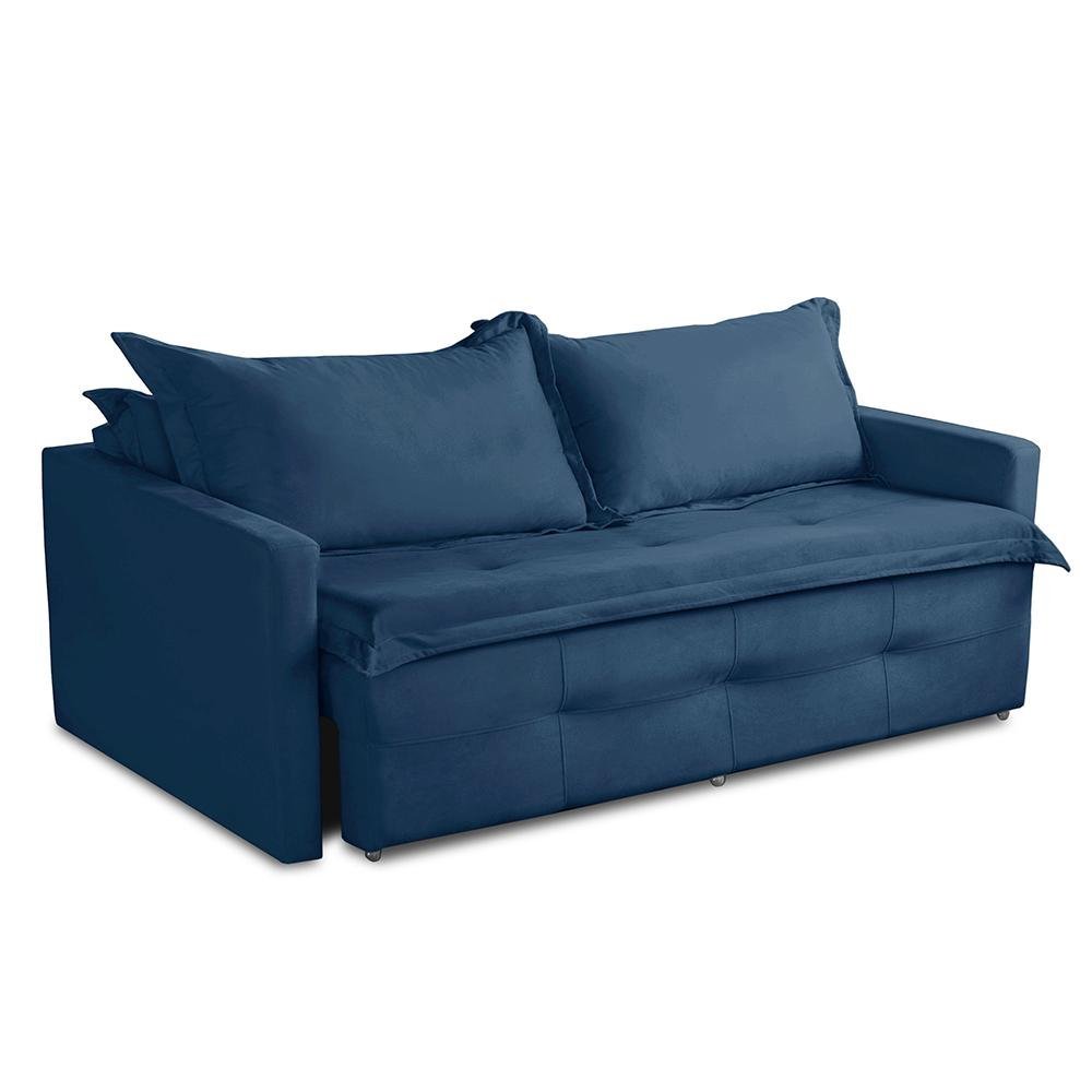 Sofá sem Caixa Retrátil e Reclinável 2,00m com Molas Bianca Suede Azul Madelina Decor - 6