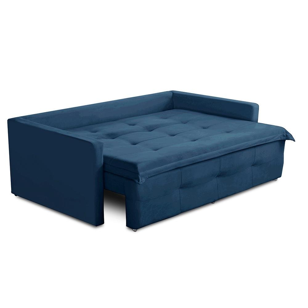 Sofá sem Caixa Retrátil e Reclinável 2,00m com Molas Bianca Suede Azul Madelina Decor - 4