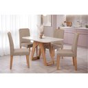 Ver imagem 1 de Conjunto: Mesa Sala Jantar Carol Tampo Madeirado C/ Vidro 130x80cm e 4 Cadeiras Clarice Madeirado/
