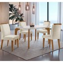 Ver imagem 1 de Conjunto Sala de Jantar Mesa Liz 120cm com Vidro Canto Copo e 4 Cadeiras Athenas Moderna