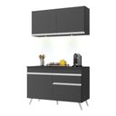 Ver imagem 1 de Armário de Cozinha Compacta 120cm com Leds Veneza Up Multimóveis V2012 Preto/Branco
