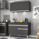 Ver imagem 3 de Armário de Cozinha Compacta 120cm com Leds Veneza Up Multimóveis V2012 Preto/Branco