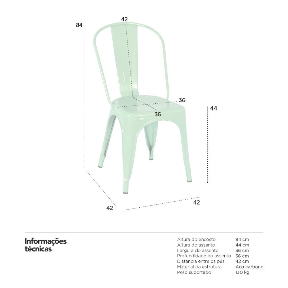 Kit 3 Cadeiras Iron Tolix - Verde Claro - 8
